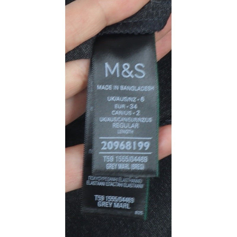 Marks and Spencer Women Grey Marl UK 6 Pencil Knee Length Skirt