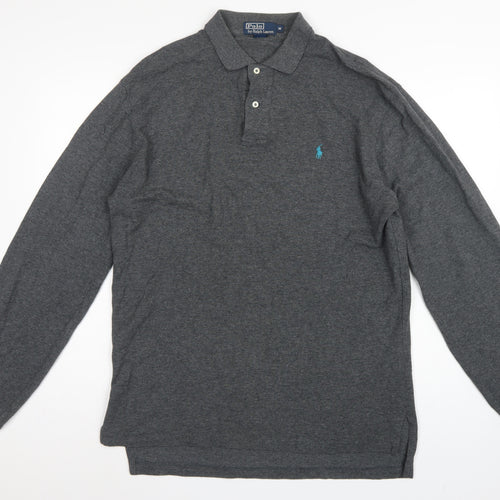 Polo Ralph Lauren Men's Grey M Long Sleeve Embroidered Logo Polo Shirt
