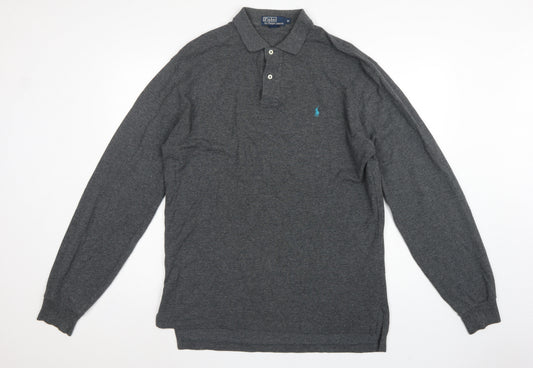 Polo Ralph Lauren Men's Grey M Long Sleeve Embroidered Logo Polo Shirt