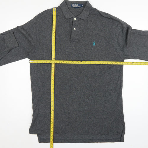 Polo Ralph Lauren Men's Grey M Long Sleeve Embroidered Logo Polo Shirt