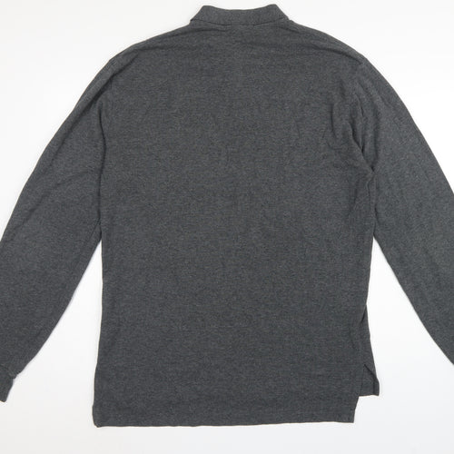 Polo Ralph Lauren Men's Grey M Long Sleeve Embroidered Logo Polo Shirt