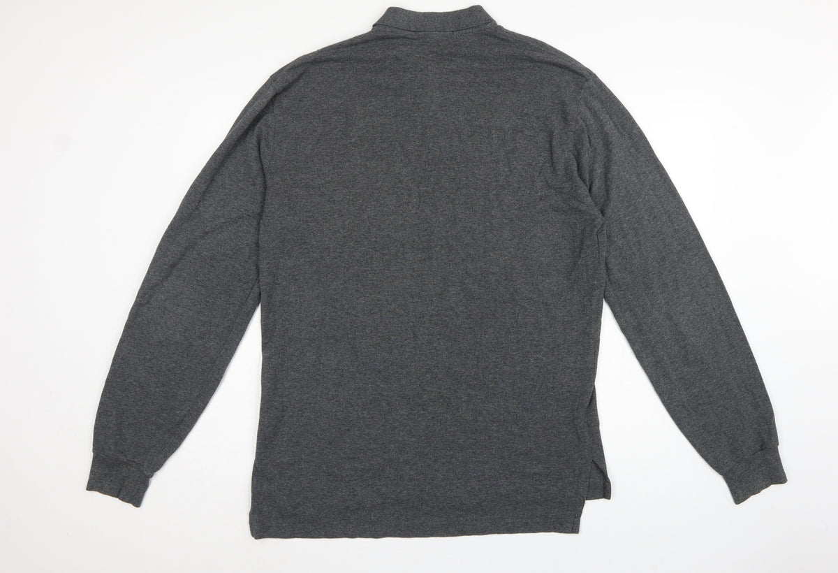 Polo Ralph Lauren Men's Grey M Long Sleeve Embroidered Logo Polo Shirt