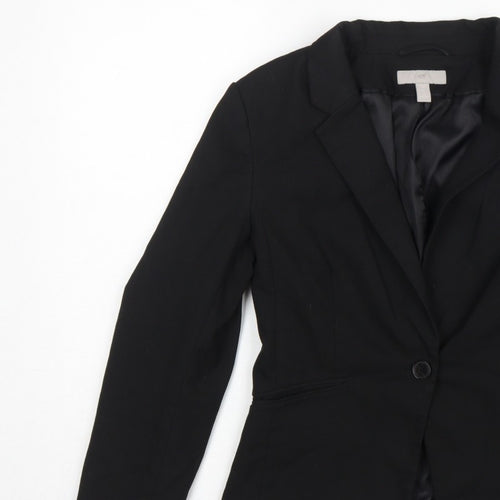 H&M Women Black UK 10 Tailored Single-Breasted Lined Blazer