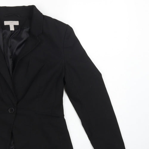 H&M Women Black UK 10 Tailored Single-Breasted Lined Blazer