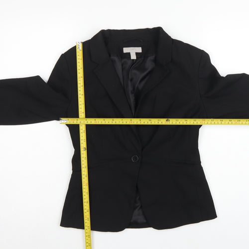 H&M Women Black UK 10 Tailored Single-Breasted Lined Blazer