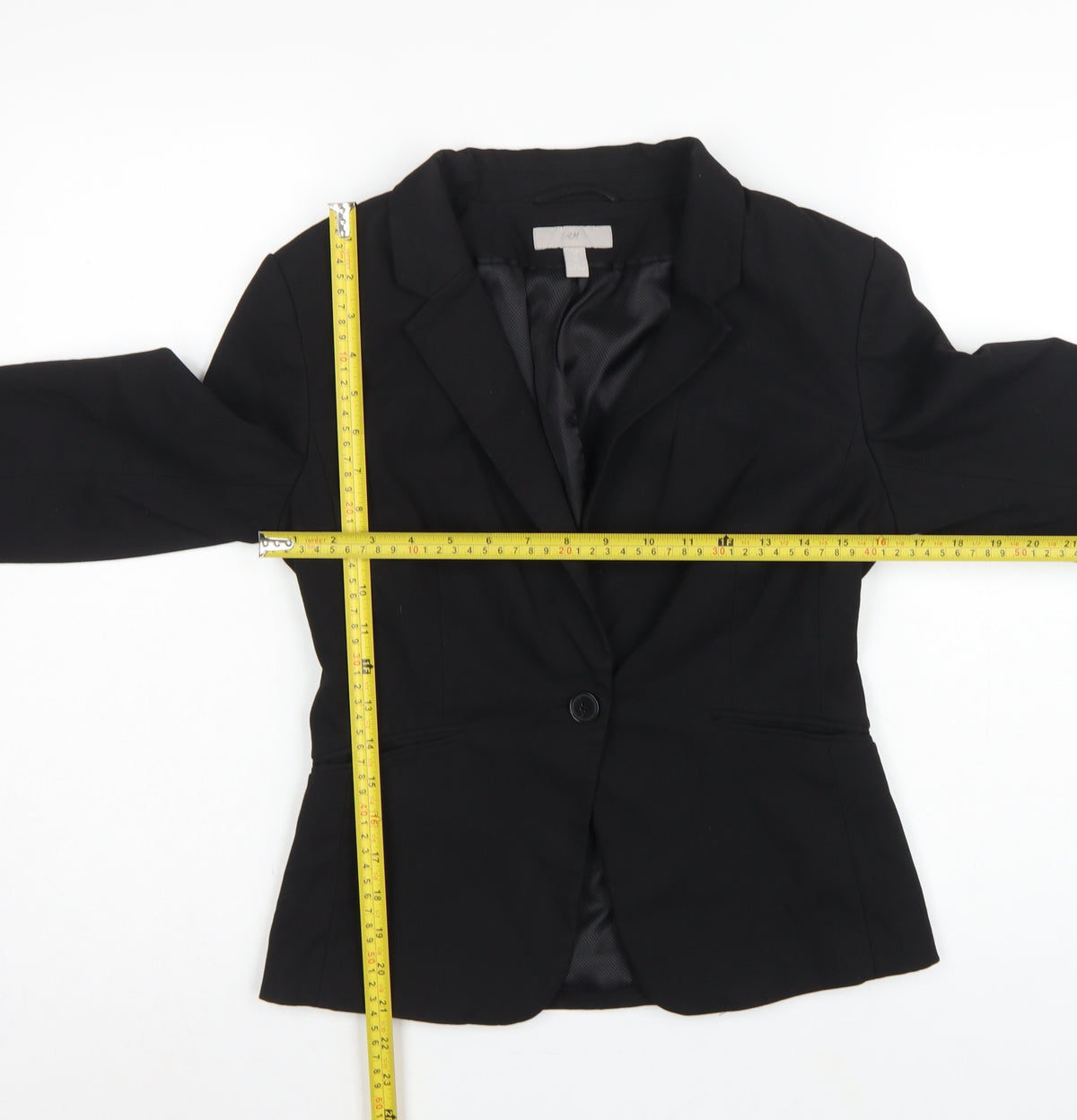 H&M Women Black UK 10 Tailored Single-Breasted Lined Blazer