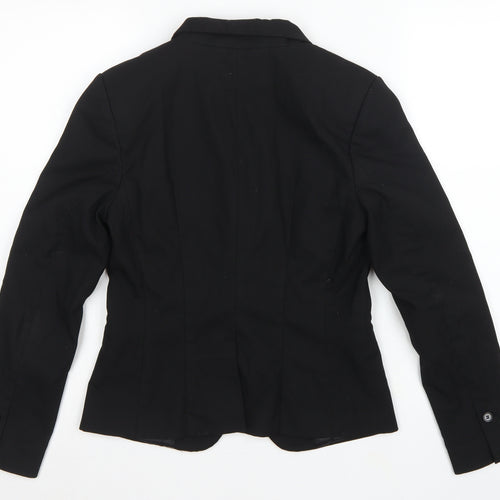 H&M Women Black UK 10 Tailored Single-Breasted Lined Blazer