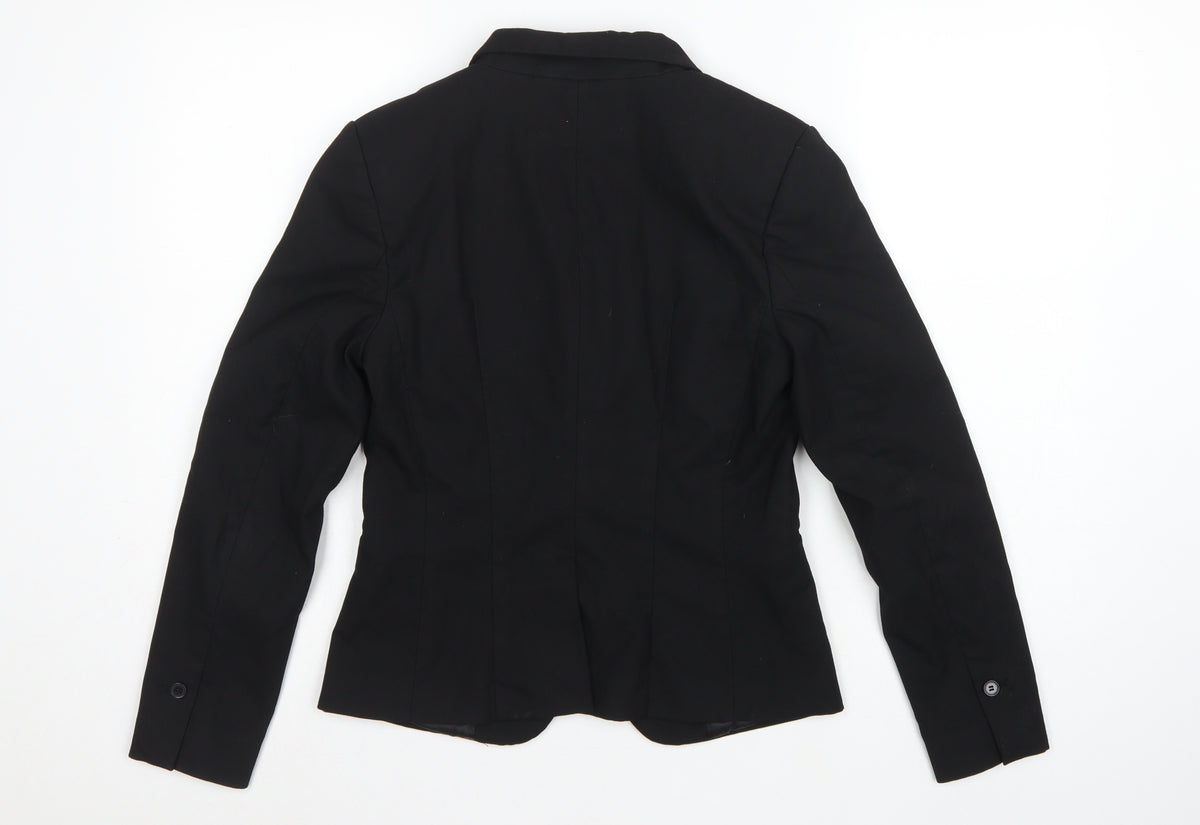 H&M Women Black UK 10 Tailored Single-Breasted Lined Blazer