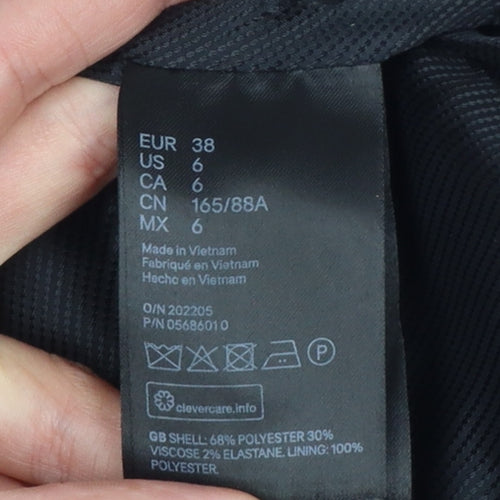 H&M Women Black UK 10 Tailored Single-Breasted Lined Blazer