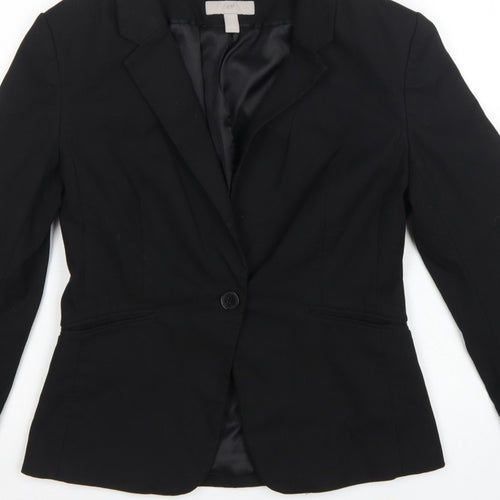 H&M Women Black UK 10 Tailored Single-Breasted Lined Blazer