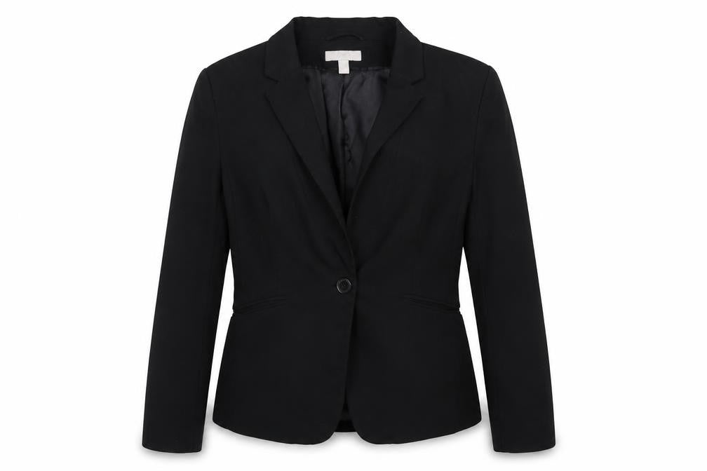 H&M Women Black UK 10 Tailored Single-Breasted Lined Blazer