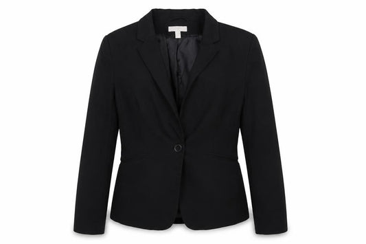 H&M Women Black UK 10 Tailored Single-Breasted Lined Blazer
