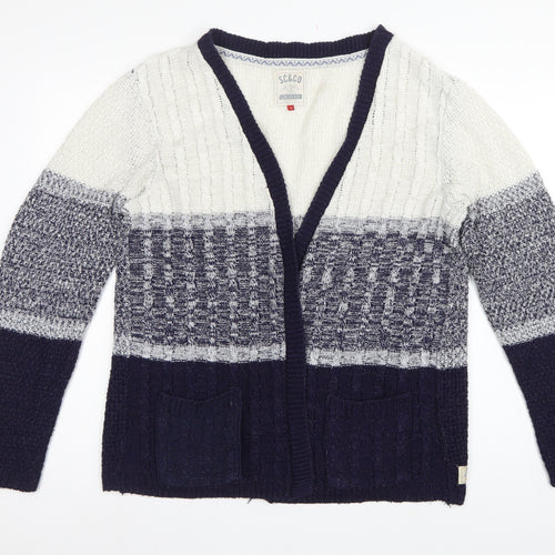 Soulcal & Co Women’s Blue Ivory Cable Knit Open Cardigan Size 14