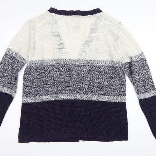 Soulcal & Co Women’s Blue Ivory Cable Knit Open Cardigan Size 14