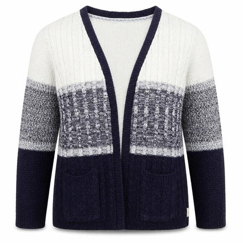 Soulcal & Co Women’s Blue Ivory Cable Knit Open Cardigan Size 14