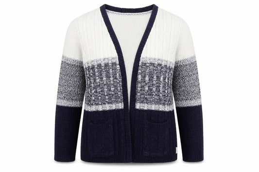 Soulcal & Co Women’s Blue Ivory Cable Knit Open Cardigan Size 14
