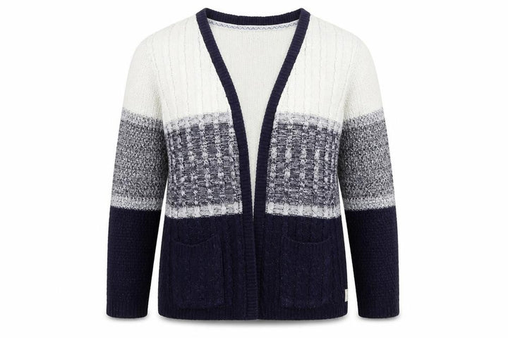 Soulcal & Co Women’s Blue Ivory Cable Knit Open Cardigan Size 14
