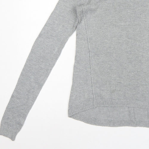 Hollister Women Grey S Slim Fit Round Neck Knit Pullover Jumper