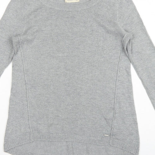 Hollister Women Grey S Slim Fit Round Neck Knit Pullover Jumper