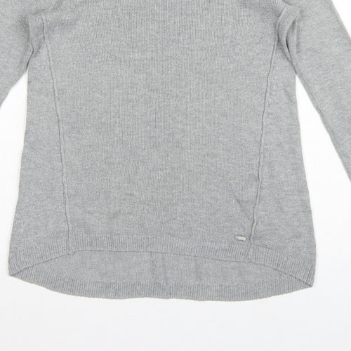 Hollister Women Grey S Slim Fit Round Neck Knit Pullover Jumper