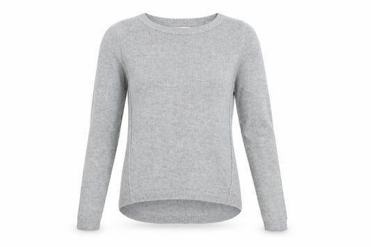 Hollister Women Grey S Slim Fit Round Neck Knit Pullover Jumper