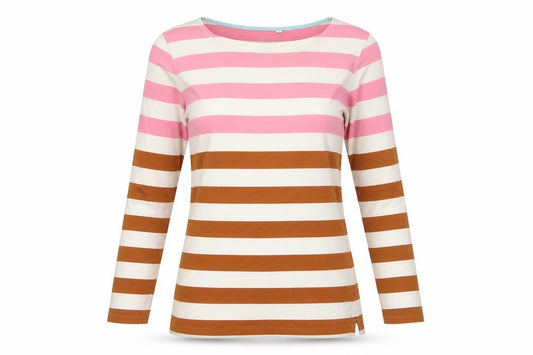 Boden Women’s Multicoloured Striped Cotton Jersey Long Sleeve Top UK 12