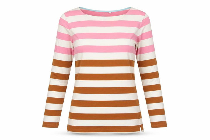 Boden Women’s Multicoloured Striped Cotton Jersey Long Sleeve Top UK 12