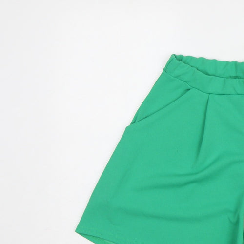 Boohoo Women’s Green High Rise Pleated Shorts UK 6 Pockets