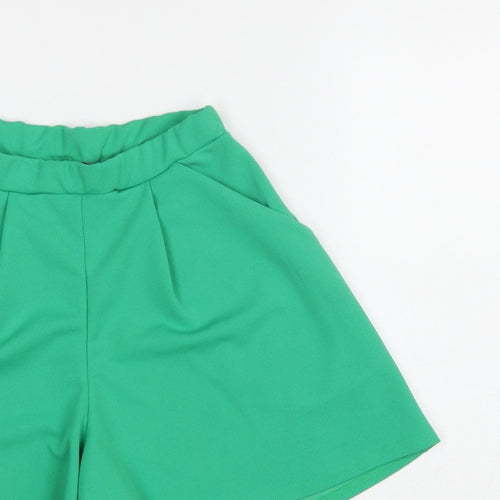Boohoo Women’s Green High Rise Pleated Shorts UK 6 Pockets