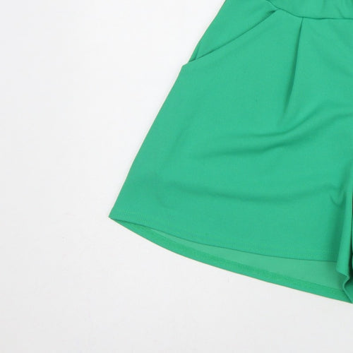 Boohoo Women’s Green High Rise Pleated Shorts UK 6 Pockets