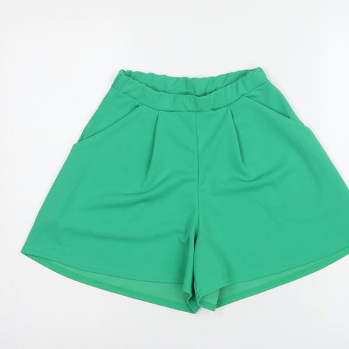 Boohoo Women’s Green High Rise Pleated Shorts UK 6 Pockets