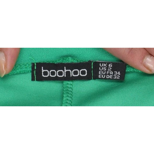 Boohoo Women’s Green High Rise Pleated Shorts UK 6 Pockets