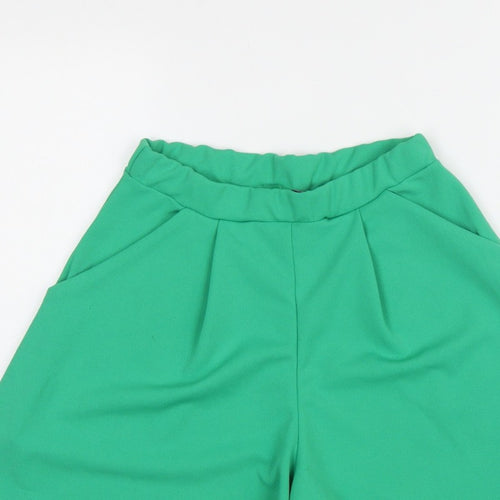 Boohoo Women’s Green High Rise Pleated Shorts UK 6 Pockets