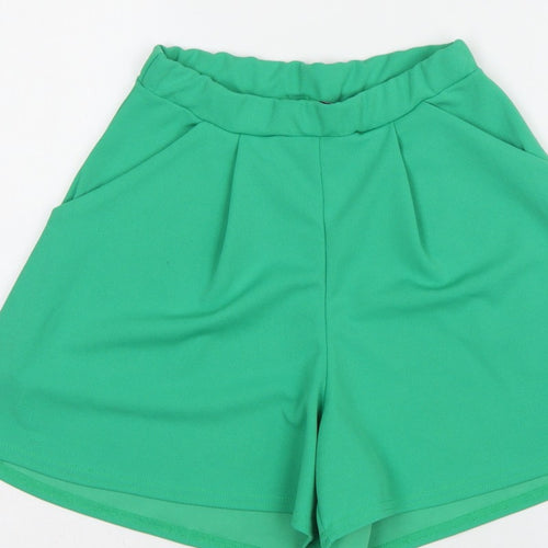 Boohoo Women’s Green High Rise Pleated Shorts UK 6 Pockets