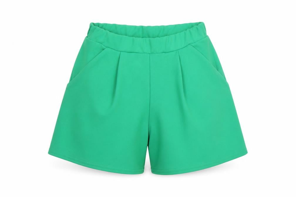 Boohoo Women’s Green High Rise Pleated Shorts UK 6 Pockets