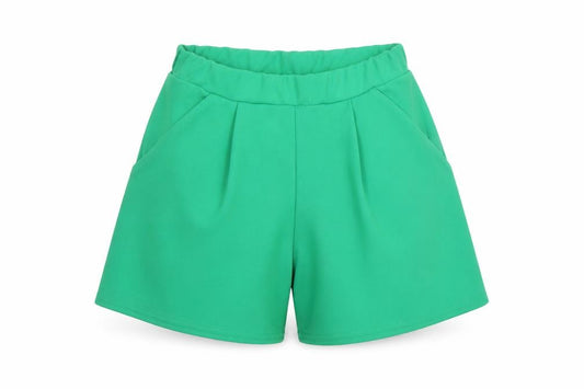 Boohoo Women’s Green High Rise Pleated Shorts UK 6 Pockets
