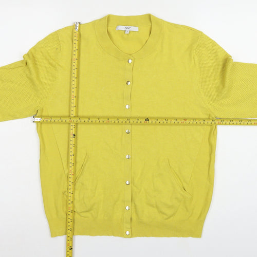 Next Women Yellow Size 14 Round Neck Button Pocket Knit Cardigan