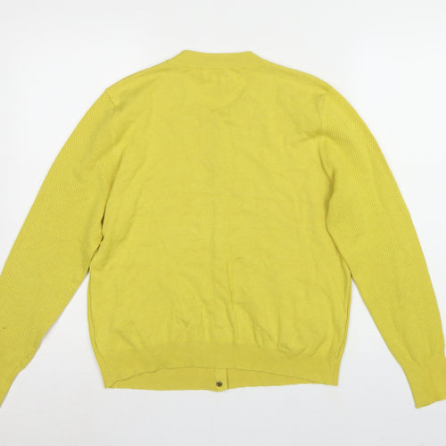 Next Women Yellow Size 14 Round Neck Button Pocket Knit Cardigan