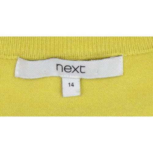 Next Women Yellow Size 14 Round Neck Button Pocket Knit Cardigan