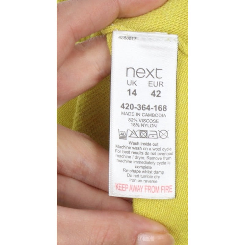 Next Women Yellow Size 14 Round Neck Button Pocket Knit Cardigan