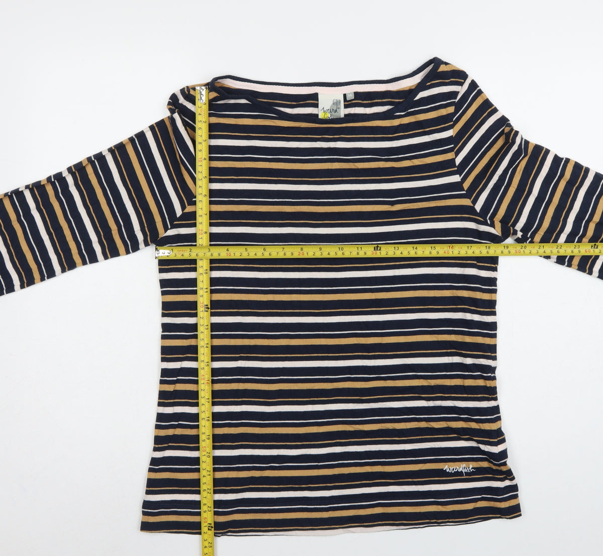 Weird Fish Women’s Multicoloured Stripe Cotton Jersey Top UK 14