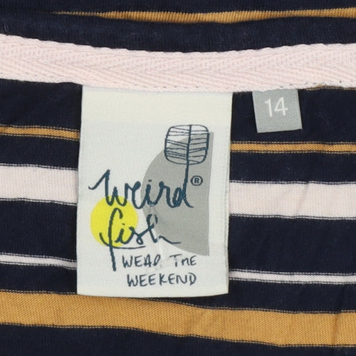 Weird Fish Women’s Multicoloured Stripe Cotton Jersey Top UK 14