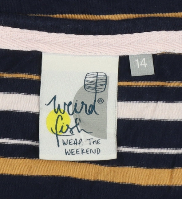 Weird Fish Women’s Multicoloured Stripe Cotton Jersey Top UK 14