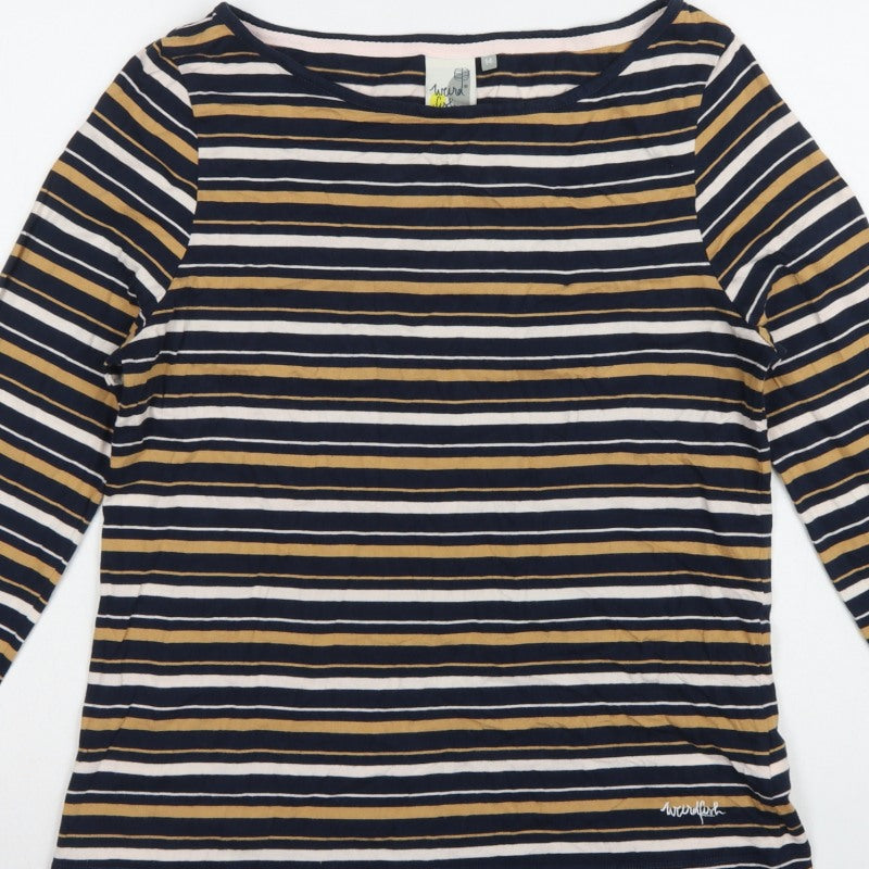 Weird Fish Women’s Multicoloured Stripe Cotton Jersey Top UK 14