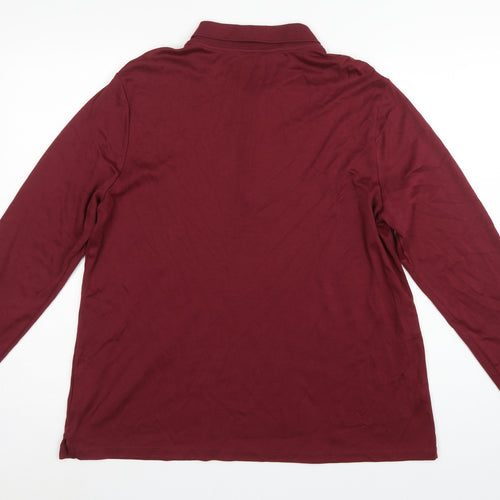 Lands' End Women Red XL Long Sleeve Cotton Polo Shirt Basic