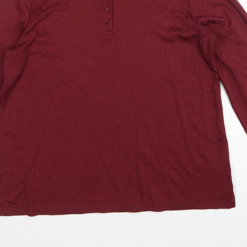 Lands' End Women Red XL Long Sleeve Cotton Polo Shirt Basic