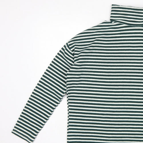 New Look Women Green White Striped Roll Neck Basic Top UK 14