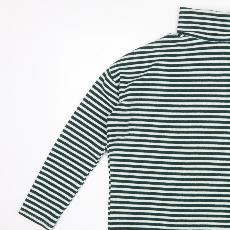 New Look Women Green White Striped Roll Neck Basic Top UK 14
