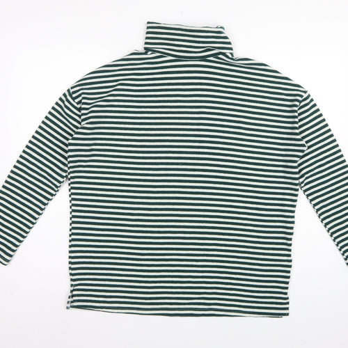 New Look Women Green White Striped Roll Neck Basic Top UK 14