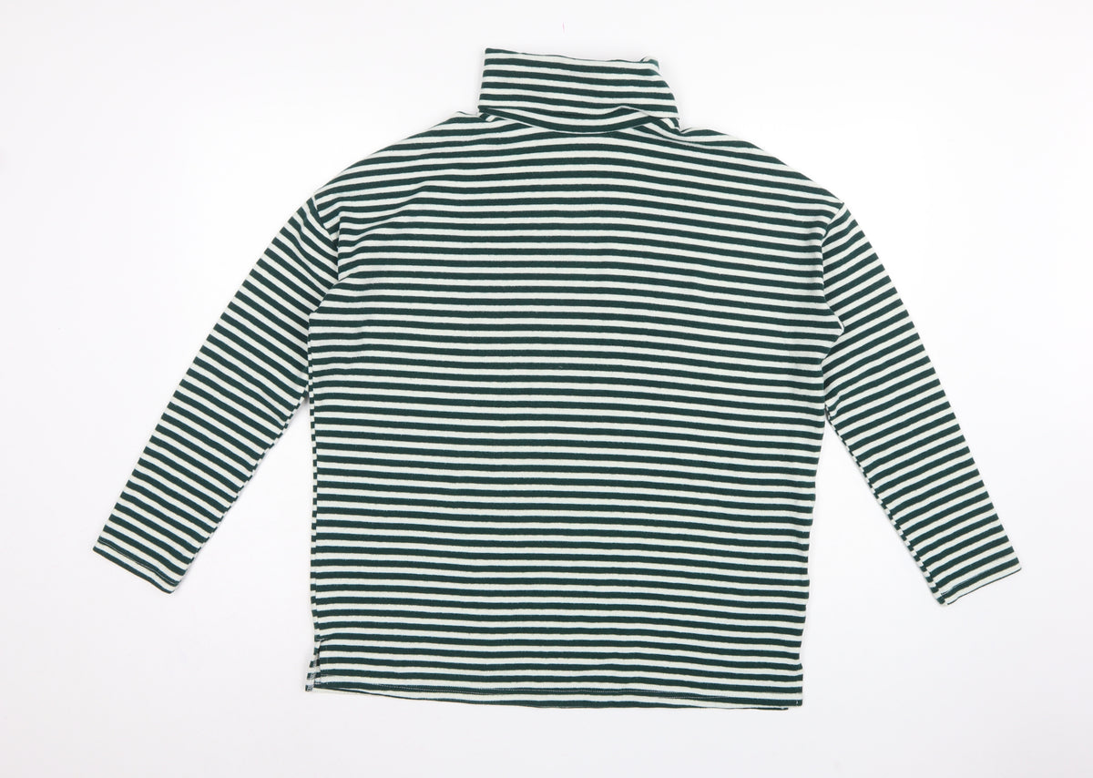 New Look Women Green White Striped Roll Neck Basic Top UK 14